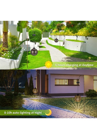 Neevoyu Güneş Enerjili Top Şekilli Zirai Askı Lambası, Otomatik Açma/kapama, Ip44 Su Geçirmez, Bahçe/patio Için 8-10 Saat Süreyle Isı Beyazı Işık Sıcak Beyaz