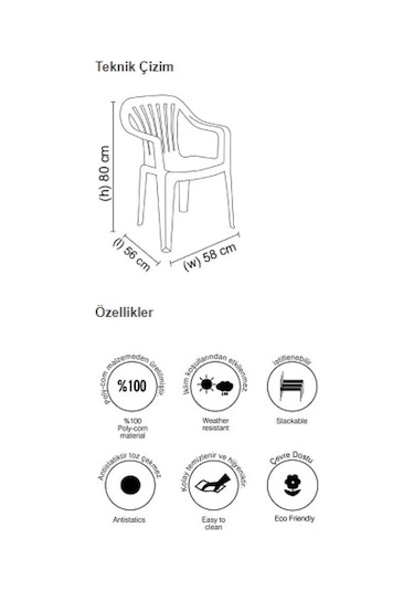 Papatya Tropik Koltuk - Plastik Bahçe Balkon Koltuğu Kahverengi