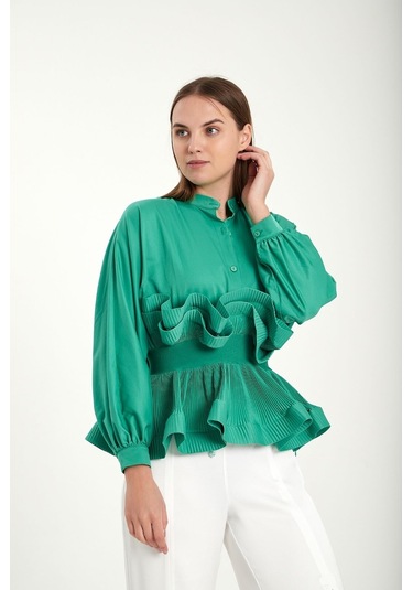 Modatalika Kadın Özel Tasarım Beli Lastikli Gömlek 001