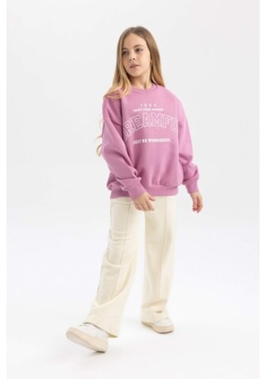 DeFacto Kız Çocuk Wide Leg Pantolon B7784A8NSER102 Ekru