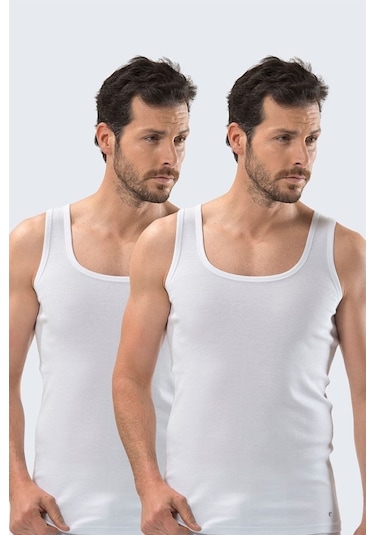 Cacharel 1501 Ikili Erkek Atlet (Ribana) - Beyaz
