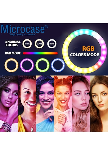 26 Cm Selfie Rgb Led Ring Halka Işık+2.1Mt Tripod+Kumanda Al2643