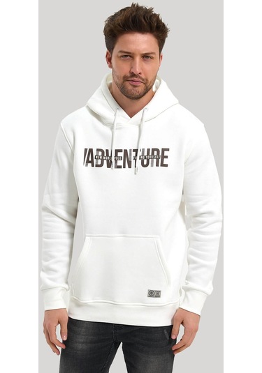 Kapüşonlu Ekru Slim Fit Hoodie 23fwm64047-ekru Ekru