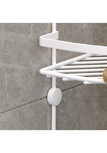 Teknotel Üç Katlı Kancalı Banyo Rafı Beyaz Lm009H Çok Renkli