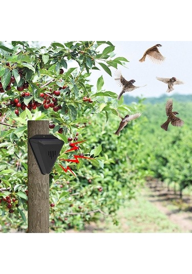 Vkemall Güneş Enerjili N911q Kuş Ve Hayvan Kovucu - Gündüz Zamanlı Ses Ve Işık Sistemi - Bahçe, Havuz, Tarlalar İçin Siyah