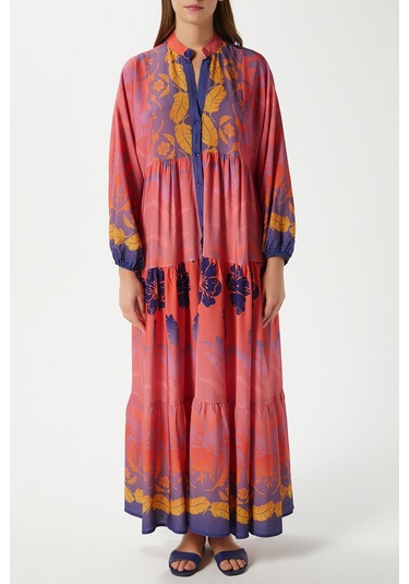 Modest Kadın Clara Pembe %100 Viskon Maksi Boy Uzun Elbise