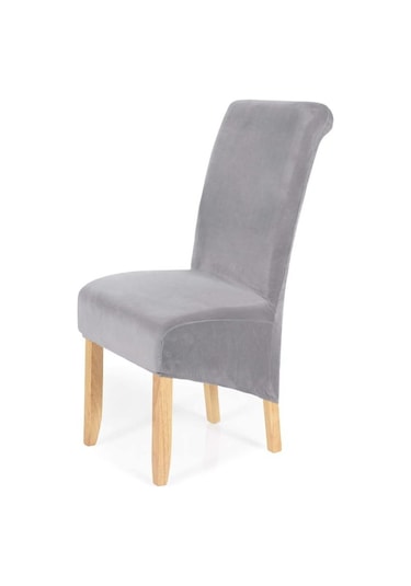 Jms Açık Gri Streç Kadife Çıkarılabilir Yıkanabilir Büyük Yumuşak Yemek Sandalyesi Slipcovers Kapakları