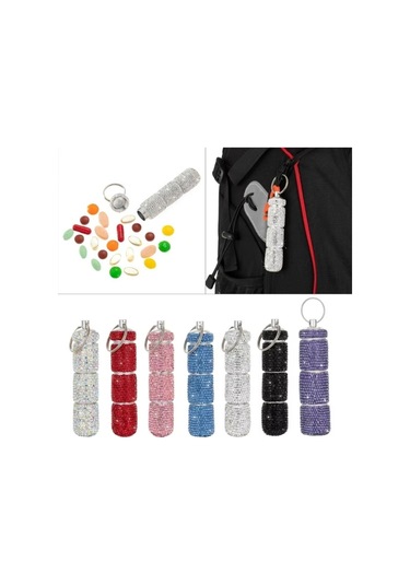 3'ü 1 Arada Bling Hap Kutusu Taşınabilir Mini Yapay Elmas Hap Kutusu 3 Bölmeli Ins Style Küçük Hap Tutucu Seyahat Düzenleyici Pembe,