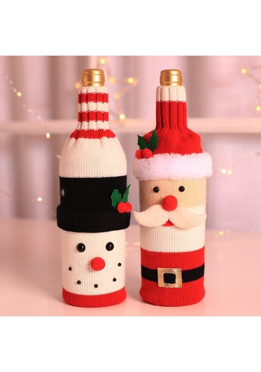 Happychildhood Noel Örme Şarap Şişesi Çantası Noel Süsleri