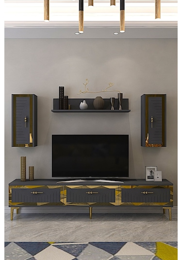 Tvr1801a - Tuna Tv Ünitesi Antrasit Gold 180cm Antrasit / Koyu Gri