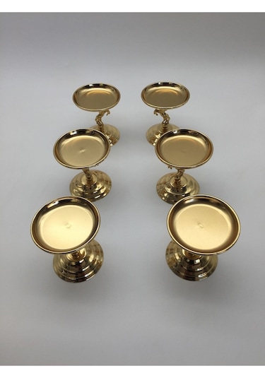 6'lı Gold Atlı Lokumluk, Çay Ve Kahve Yanı Sunumluk, Şekerlik