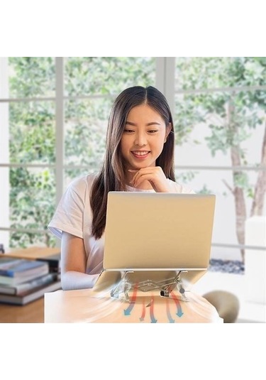 9068317361598 - Buffer Ayarlanabilir Dizüstü Destek Tabanı Tamamen Katlanabilir Taşınabilir Laptop Yükseltici