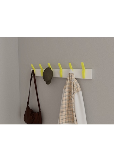 Hepsi3boyutlu Modern Duvar & Kapı Kanca Askılık - 6 Adet Sarı Kanca Askılık - Model No : 3 Sarı