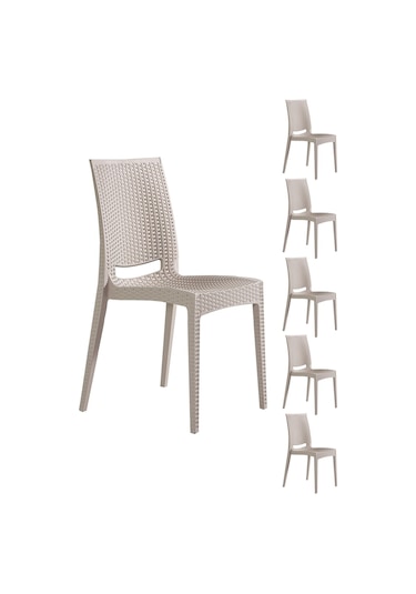 6 Adet Rattan Cappucino Sandalye / Balkon-bahçe-teras Bej
