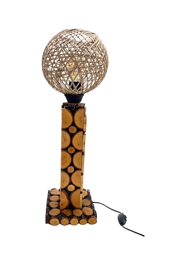 Bayburkay Doğal Ahşap Jüt Başlıklı Dilimlenmiş Ağaç Abajur Diğer