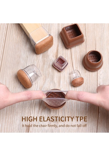 Hombey Büyük Boy Şeffaf Dairesel Sandalye Ayak Koruması - Sessiz, Dayanıklı, Kalın Tpe Materyal, 8 Adet