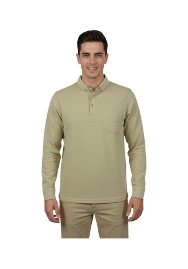 Raymons Erkek Gömlek Yaka Jakarlı Cepli Regular Fit Sweatshirt Bgl-st04957 Bej