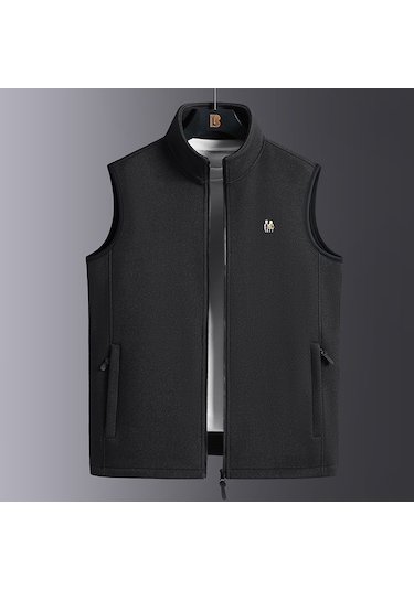 Sımıcg Erkek Sonbahar Ve Kış Peluş Sıcak Yelek - Siyah