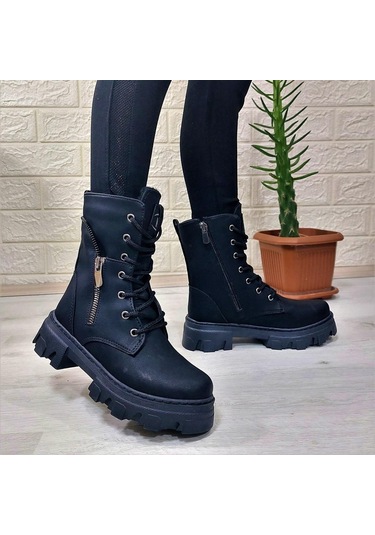 M.p One 3147 Siyah İçi Tüylü Kürklü Fermuarlı Kız Çocuk Bot 001