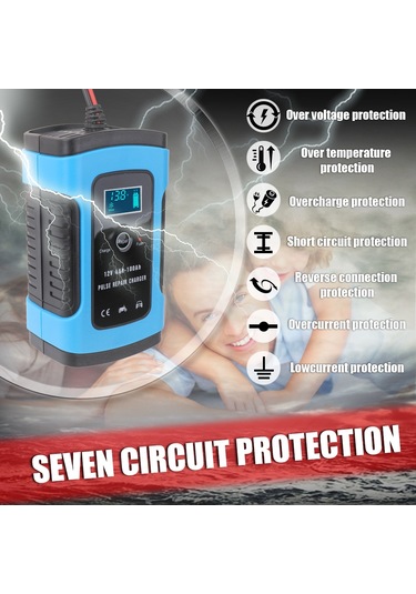 Symbee 12v 6a Akıllı Akü Şarj Cihazı, Tam Otomatik, Pil Onarımı, Soğutma Fanlı, Lityum Dışında Akü Tipleri İçin, Mavi, Avrupa Standartı