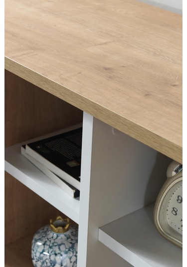 3111 Şile Metal Ayaklı Metal Kulplu 100 Cm Tv Ünitesi - Beyaz Safir Beyaz - Safir