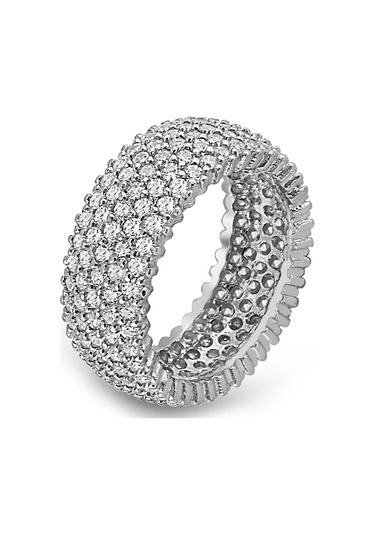 Beş Sıra Tam Tur Taşlı Bayan Gümüş Yüzük Alyans Tgy09 - 31175461