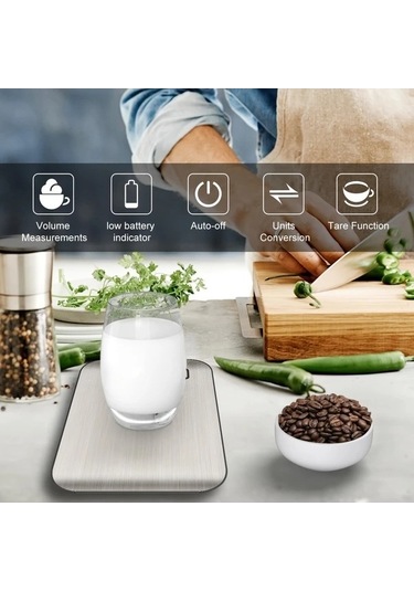 Fastbuy Siyah Dijital Mutfak Terazisi 10kg Lcd Tare Fonksiyonlu Paslanmaz Çelik Siyah