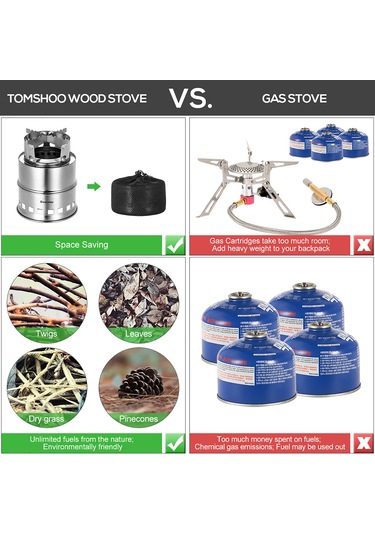 Teltree Kampanya Odun Fırını Çelik Katlanabilir Çift Duvarlı Hava Tesisli Taşınabilir Mangal Izgara Alkollü Tabak Mesh Çanta Çok Renkli