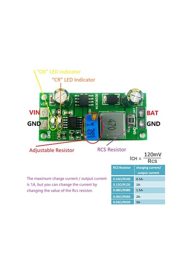 Springsun 1a 3.7-18.5v Li-poly Akü Şarj Cihazı, Dc6.6-25v Girişli, 1.2-23v Ayarlanabilir Çıkış, Pcb & Abs Malzeme, -40 /+85 İşletim Sıcaklığı