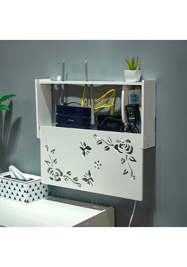 Sones Soket Yönlendirici Saklama Kutusu Set Üstü Kutu Dekorasyon Tv Dolabı Oturma Odası Bağlantı Kutusu, Boyut: 40,5x20,5x9,5 Cm Panjur