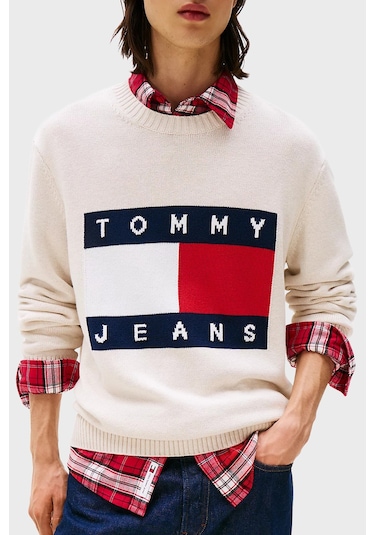 Tommy Jeans Erkek Kazak Dm0dm22105 Afn Bej Bej