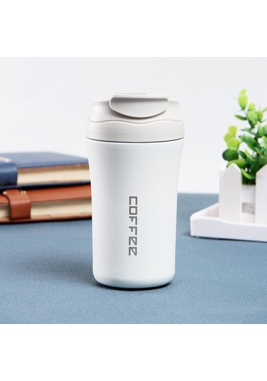 Beyaz 400 Ml Çift Paslanmaz Çelik 304 Kahve Kupa Sızdırmaz Termos Seyahat Termos Kupa Thermosmug Su Şişesi Hediyeler Için