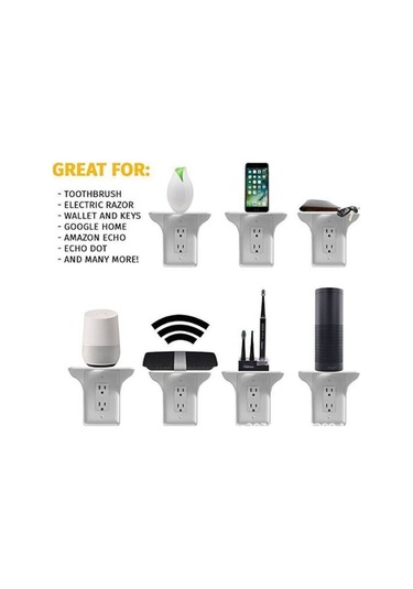 Eastmeetwest - Delmesiz Priz Braketi, Taşınabilir Depolama Rafı, Mutfak/otel/ev İçin Pratik Çözüm Beyaz