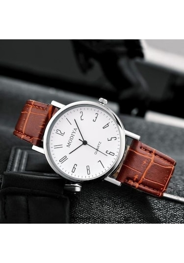 Yingfu Kahverengi Erkekler Saatler Analog Rahat Kuvars İzle Kol Saati, Arkadaşına Hediye Baba C Kahverengi