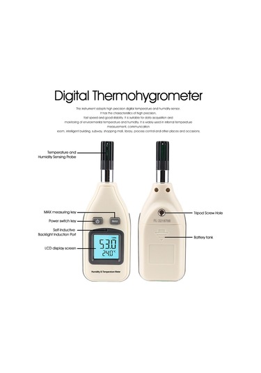 Benetech Gm1362 1.45 İnç Ekran Dijital Nem Ve Sıcaklık Ölçer Beyaz