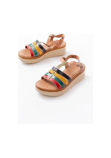 Aymood 730-142 Multi Hakiki Deri Ortopedik Taban Kadın Sandalet Multi