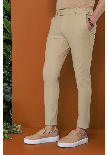 P 1120 Slim Fit Bej Spor Pantolon Bej