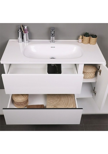 Kobos Linear 100 Cm Banyo Dolabı Seti Bianco Beyaz
