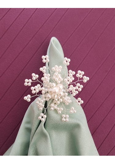 Pekars Gümüş Renk Kartanesi Peçete Yüzüğü 6 Adet Peçetelik