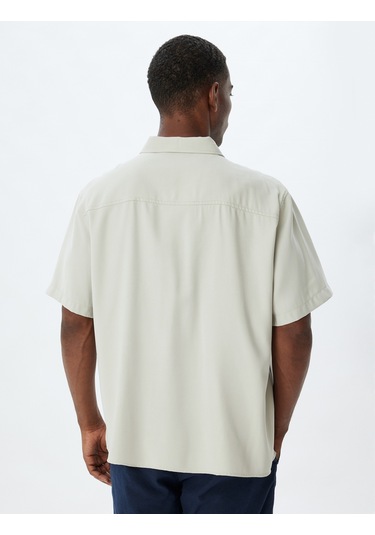 Koton Basic Gömlek Viskon Kısa Kollu Cep Detaylı Regular Fit Gri 4sam60284hw