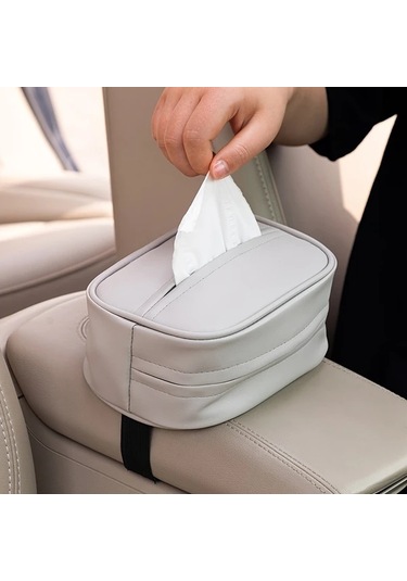 Hightower Araç Arka Koltuk Pu Deri Mendil Tutucu, Evrensel Kağıt Saklama Organizörü A-brown A-kahverengi