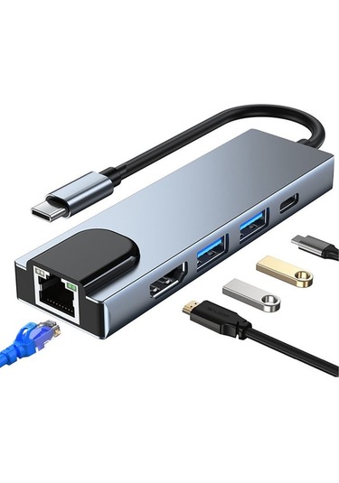 Forzacase FC799 Type-C 5 Port Ethernet USB Hdmı Çevirici Hub
