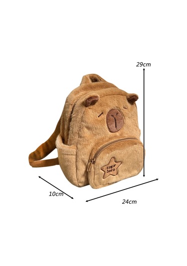 Homyl Peluş Kapibara Sırt Çantası Sevimli Moda Kolej Erkekler Kahverengi