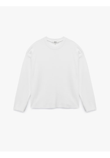 Koton Uzun Kollu Bisiklet Yaka Basic Sweatshirt Ekru 6wak10092ek Ekru