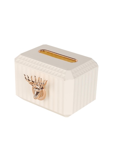 Suntek Tezgah Beyaz Peçete Kağıt Tutucu Geyik Kafası Heykel