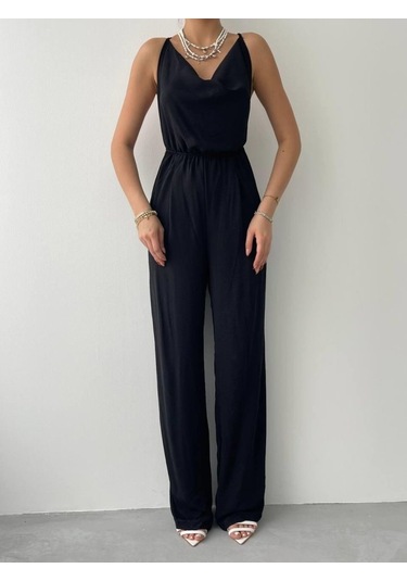 Ahes Shopping Darcy Sırt Dekolteli Tulum Siyah