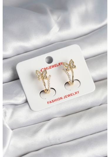 Pirinç Gold Renk Zirkon Taşlı Kelebek Model Kadın Yüzük - Tj-bkp11248 Altın