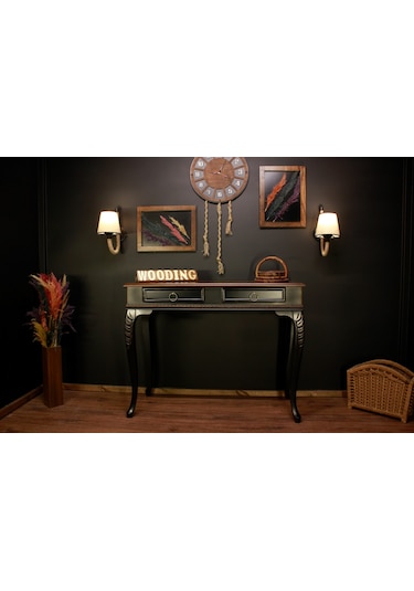 Wooding 120 Cm Masif Ceviz Siyah Oymalı Dresuar Siyah