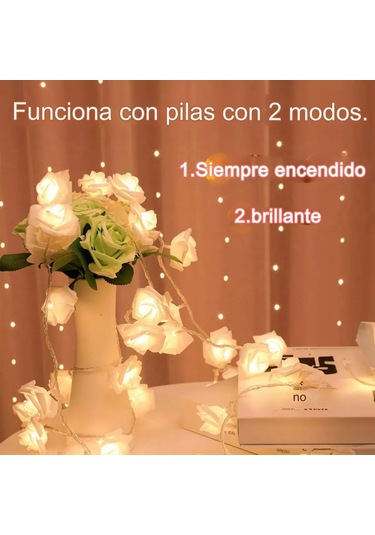 Youmex 3m 20 Led Yapay Gül Dekoratif Işık Zinciri - Pembe+beyaz Renkli, Nikah/parti/valentine Dekoru Pembe Beyaz