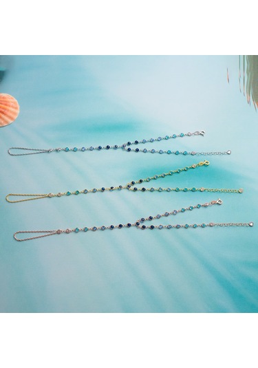 925 Ayar Gümüş Mavi Renk Geçişli Tamtur Şahmeran Altın